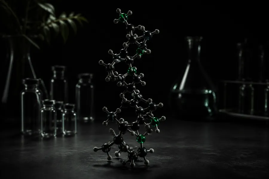 Editorial still life representing peptide research and evidence